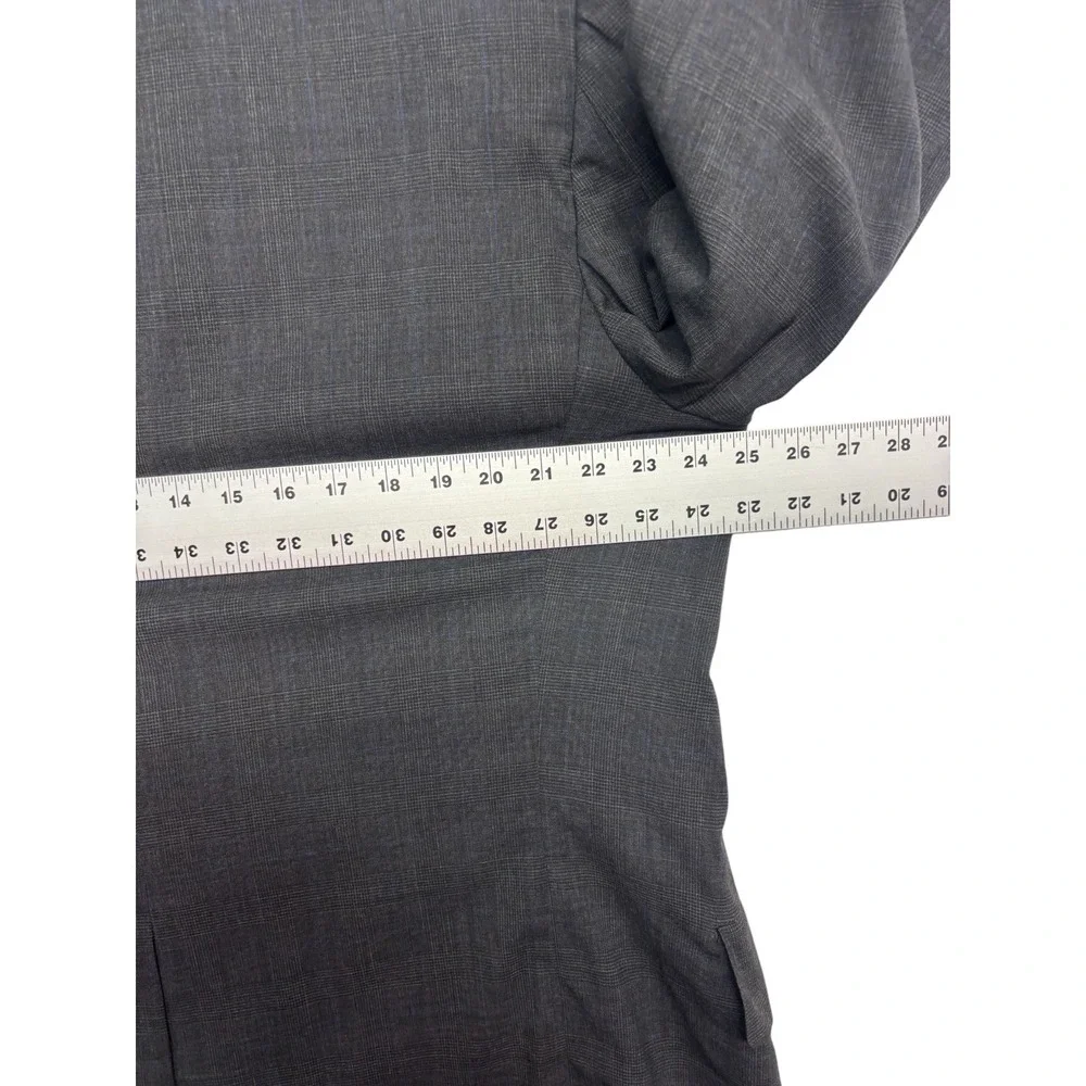 vtg 90s Oxxford Clothes 48R 40x31 Charcoal Plaid 2pc Pant Suit Bespoke USA Wool